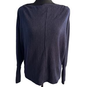 NEW H By Bordeaux Blue Long Sleeve Boat Neck Pullover Sweater Size S